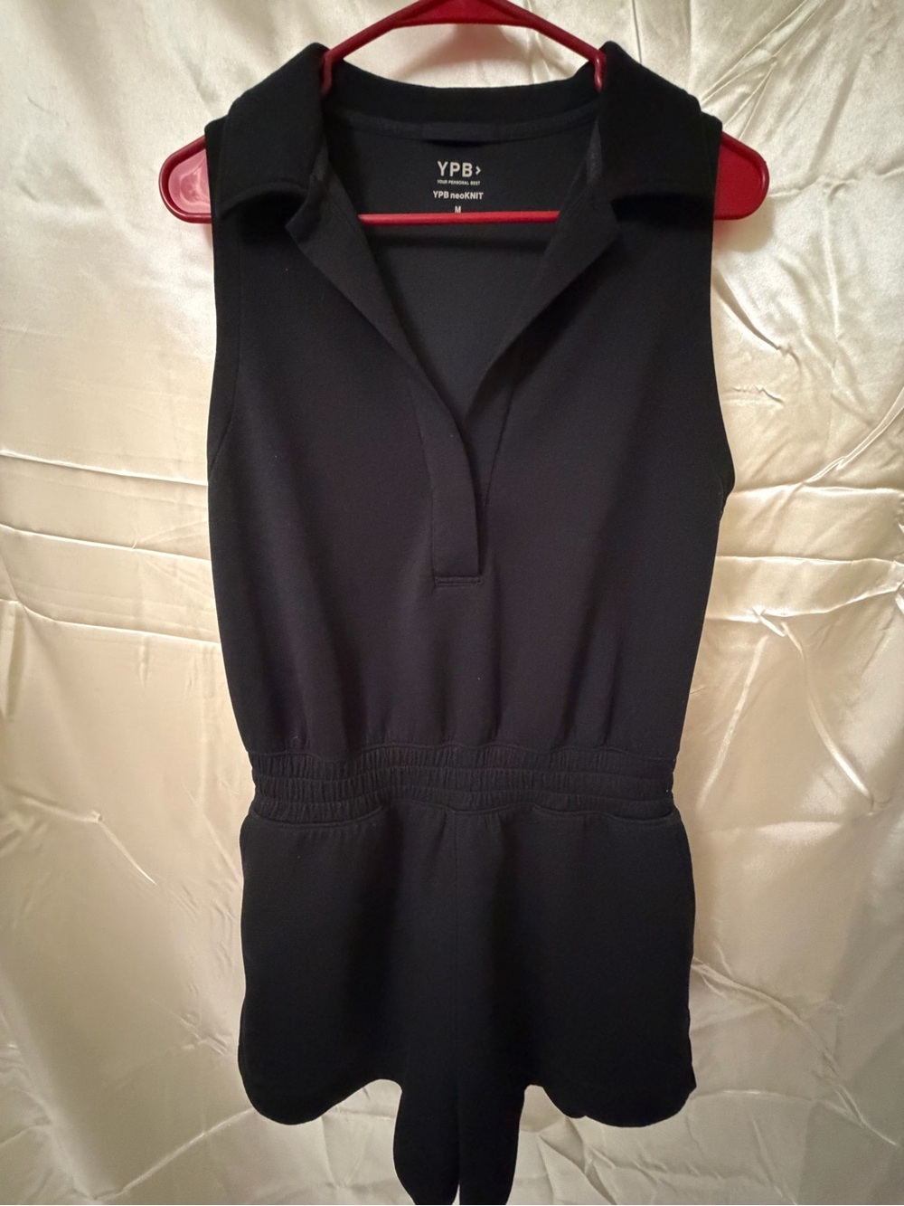 Abercrombie & Fitch YPB neoKNIT Polo Romper Black Size M Sleeveless Active